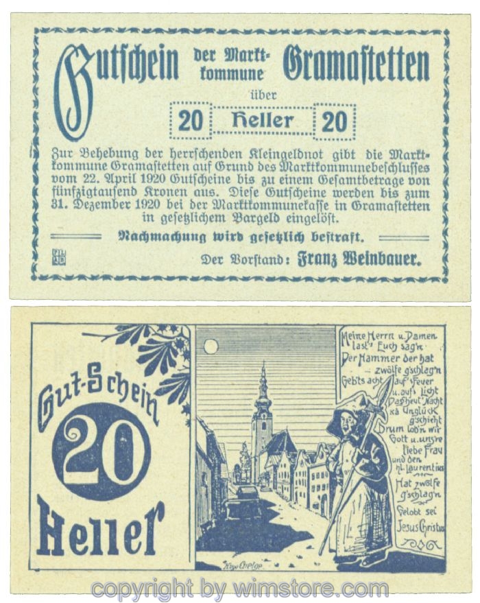 Gramastetten, J00256, 20 Heller; 1