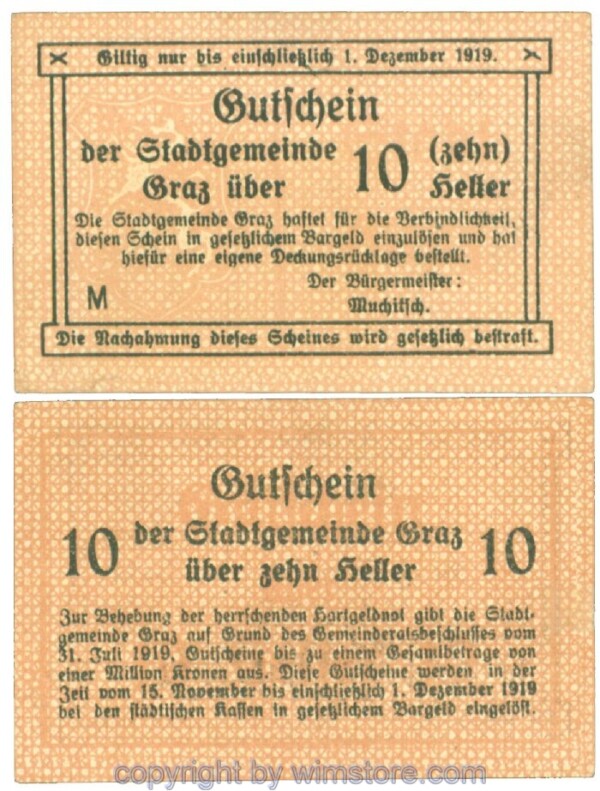 Graz, Stadtgemeinde, J00257aM, 10 Heller; 1