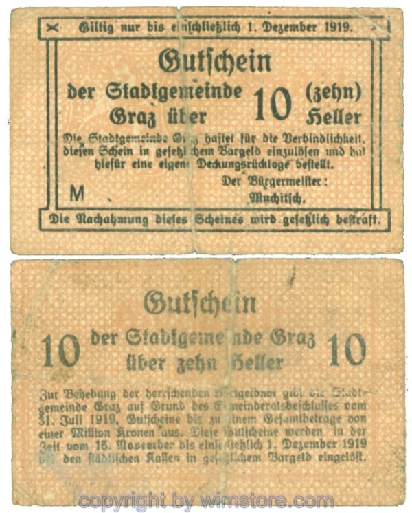 Graz, Stadtgemeinde, J00257aM, 10 Heller; 2