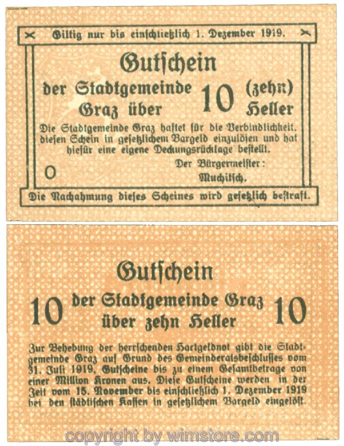 Graz, Stadtgemeinde, J00257aO, 10 Heller; 1