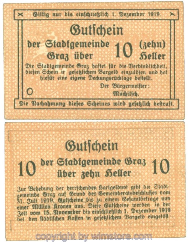 Graz, Stadtgemeinde, J00257aO, 10 Heller; 1-