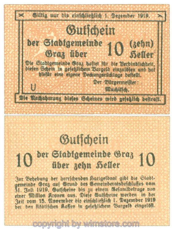 Graz, Stadtgemeinde, J00257aU, 10 Heller; 1