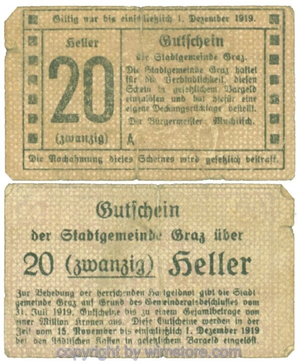 Graz, Stadtgemeinde, J00257bA, 20 Heller; 2