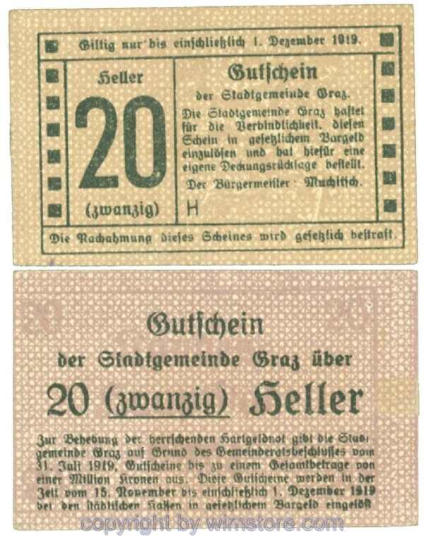 Graz, Stadtgemeinde, J00257bH, 20 Heller; 1-
