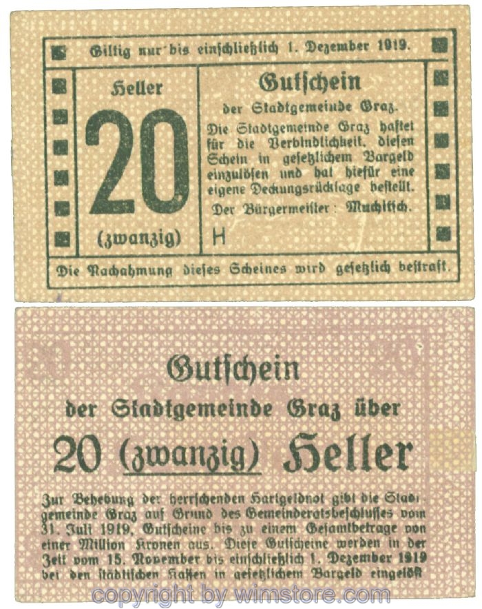 Graz, Stadtgemeinde, J00257bH, 20 Heller; 1-