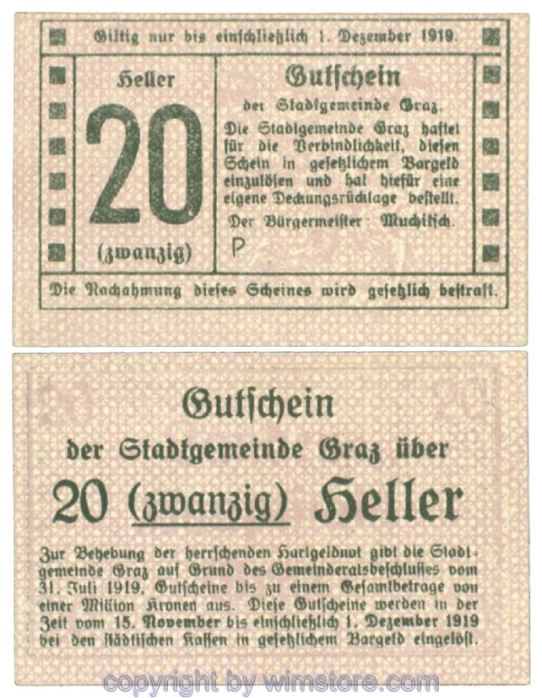 Graz, Stadtgemeinde, J00257bP, 20 Heller; 1