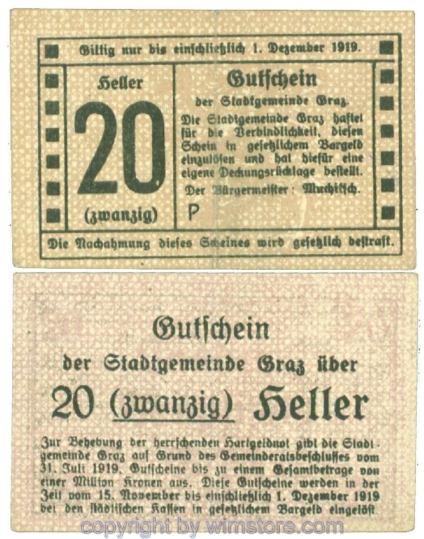 Graz, Stadtgemeinde, J00257bP, 20 Heller; 2