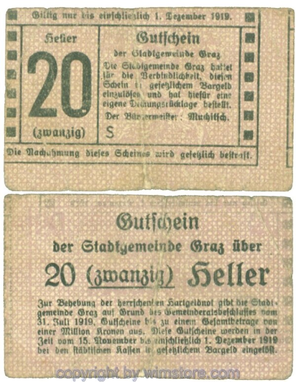 Graz, Stadtgemeinde, J00257bS, 20 Heller; 2