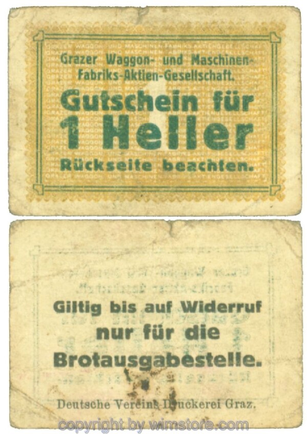 Graz, Prv. Grazer Waggon- und MaschinenfabriksAG, J00258BIa, 1 Heller; 2