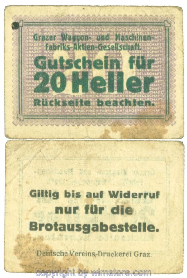 Graz, Prv. Grazer Waggon- und MaschinenfabriksAG, J00258BIa, 20 Heller; 2