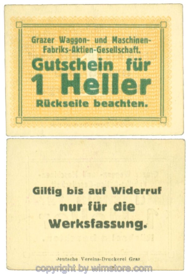 Graz, Prv. Grazer Waggon- und MaschinenfabriksAG, J00258BIIa, 1 Heller; 1