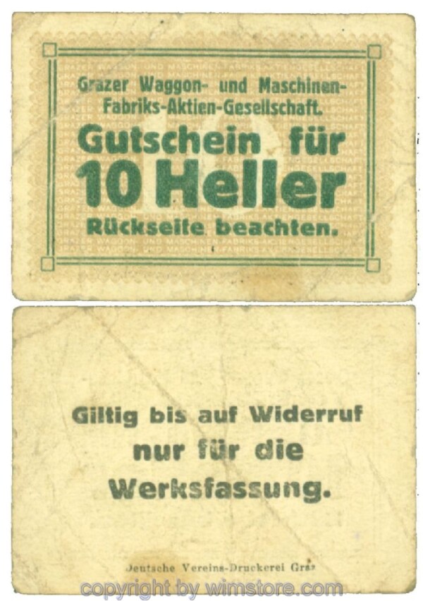 Graz, Prv. Grazer Waggon- und MaschinenfabriksAG, J00258BIIa, 10 Heller; 2