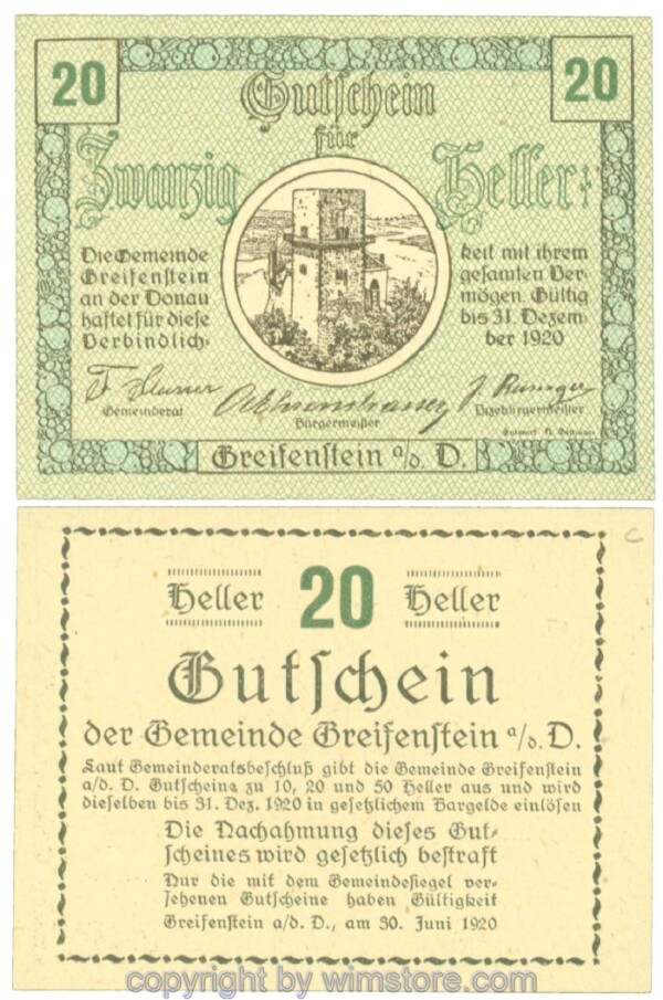 Greifenstein, J00275a, 20 Heller; 1