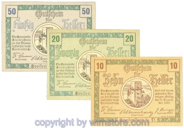 Greifenstein, J00275b1, Serie 10, 20, 50 Heller; 1