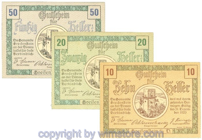 Greifenstein, J00275b1, Serie 10, 20, 50 Heller; 1