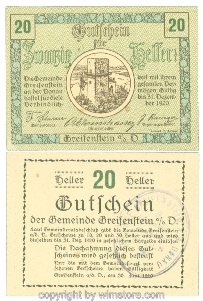 Greifenstein, J00275b1, 20 Heller; 1