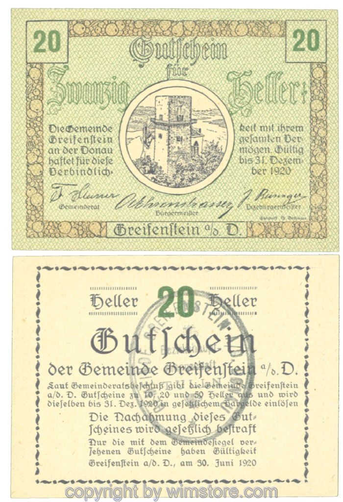 Greifenstein, J00275f1, 20 Heller; 1