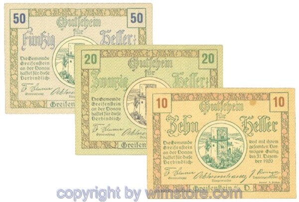 Greifenstein, J00275f1, Serie 10, 20, 50 Heller; 1-