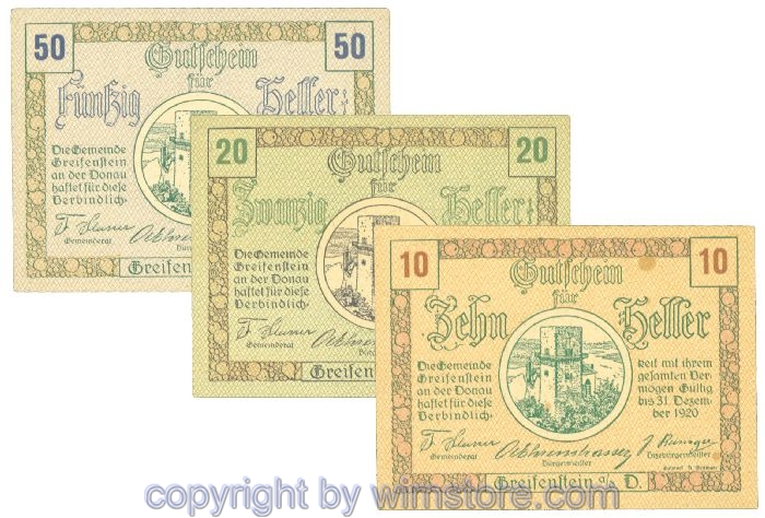 Greifenstein, J00275f1, Serie 10, 20, 50 Heller; 1-