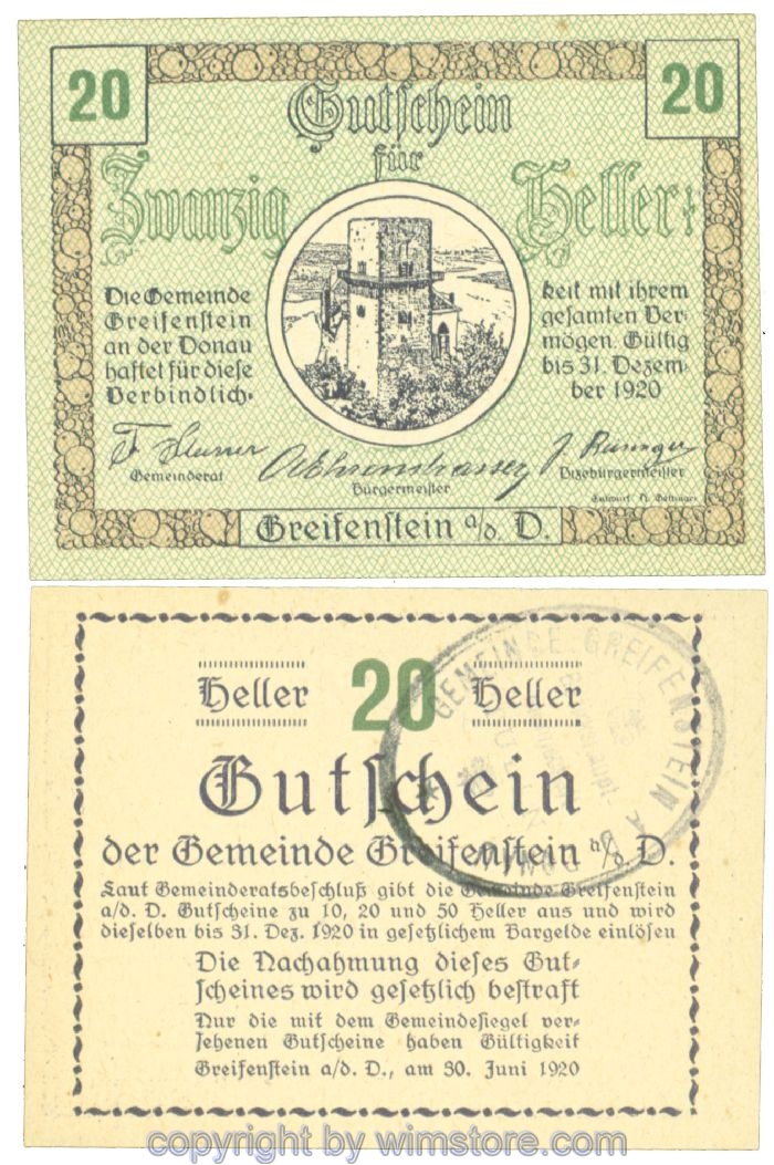 Greifenstein, J00275f2, 20 Heller; 1
