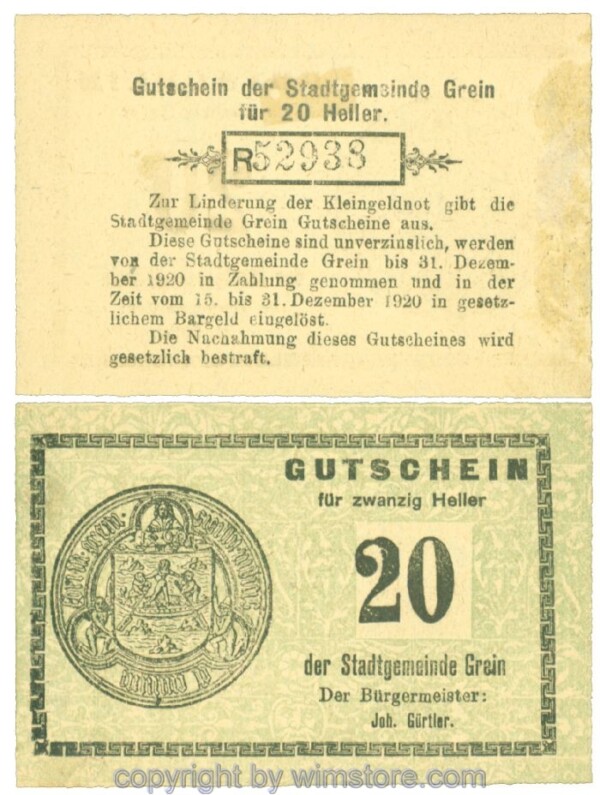 Grein, J00276Ia1, 20 Heller, Buchstabe R; 2
