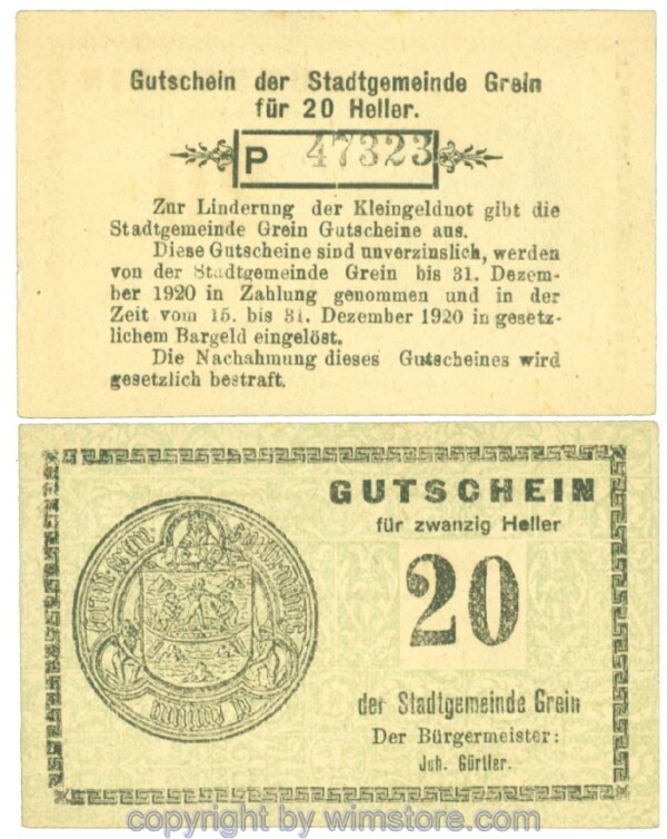 Grein, J00276Ia2, 20 Heller, Buchstabe P; 1