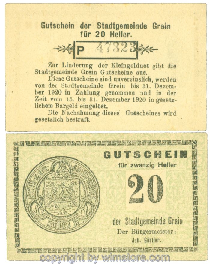 Grein, J00276Ia2, 20 Heller, Buchstabe P; 1