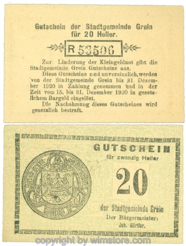 Grein, J00276Ia2, 20 Heller, Buchstabe R; 1-