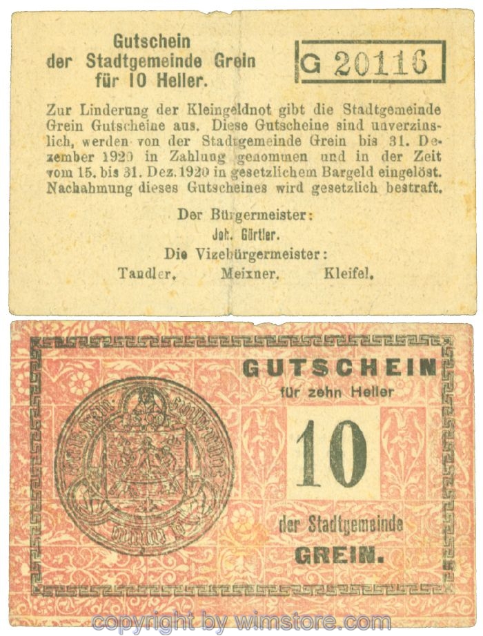 Grein, J00276Ia3, 10 Heller, Buchstabe G; 2