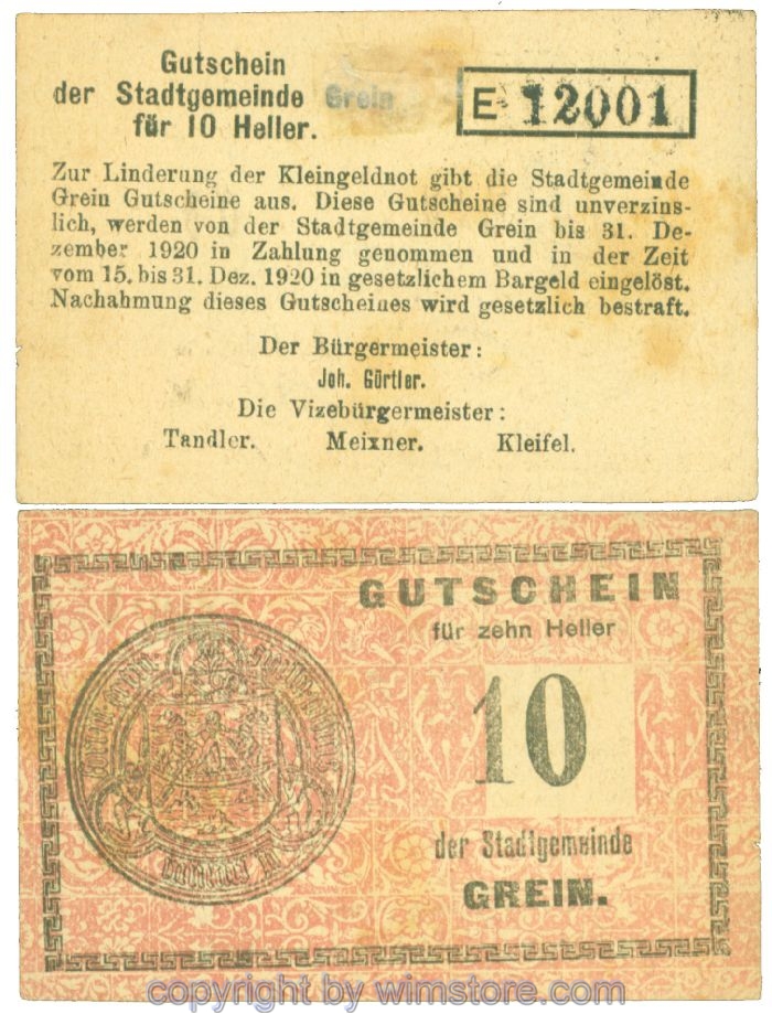 Grein, J00276Ia4, 10 Heller, Buchstabe E; 1-