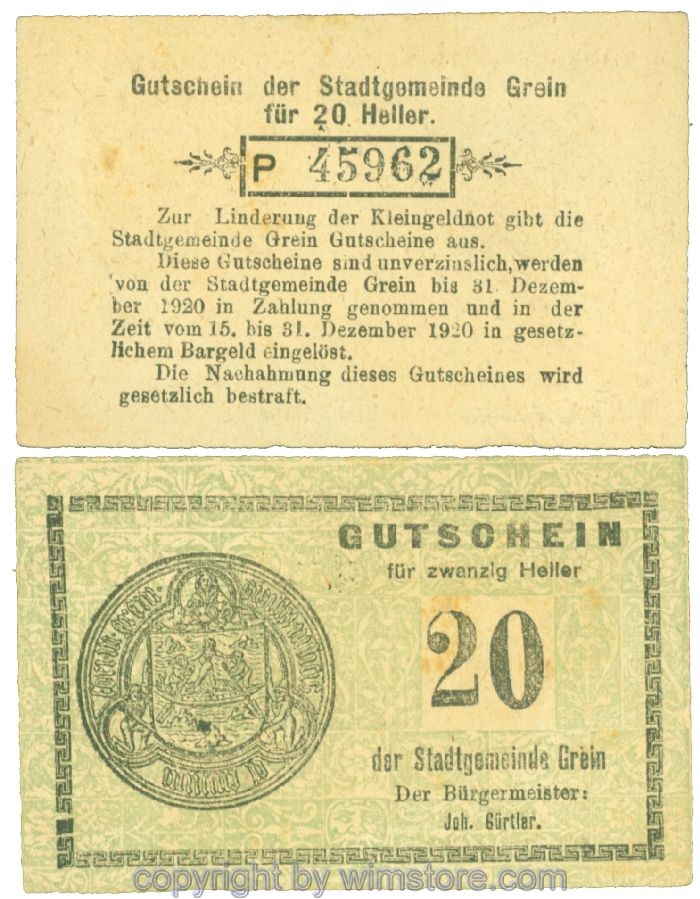 Grein, J00276Ia4, 20 Heller, Buchstabe P; 1-