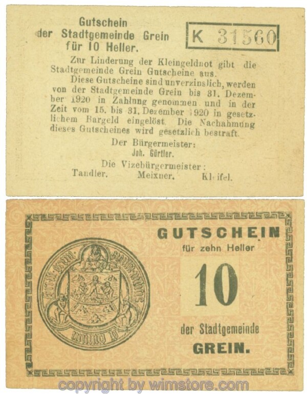 Grein, J00276Ib1, 10 Heller, Buchstabe K; 1-