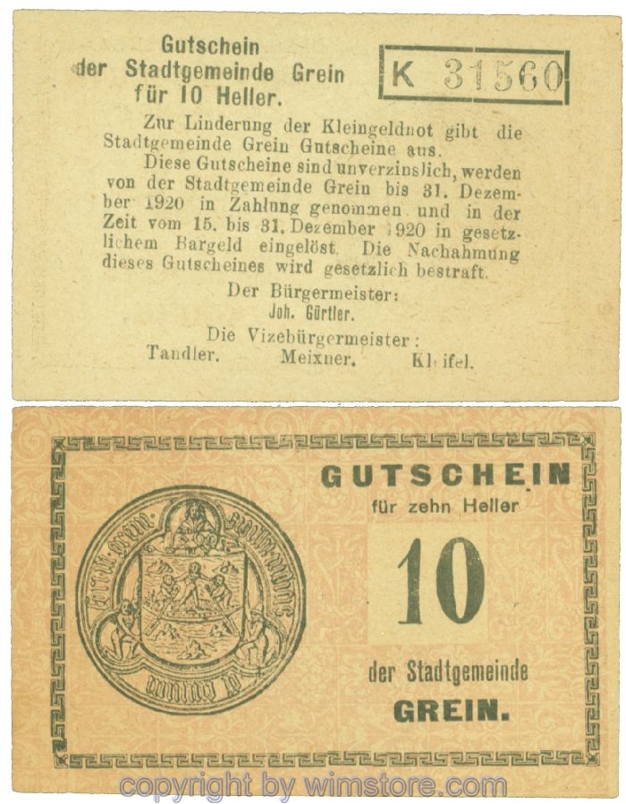 Grein, J00276Ib1, 10 Heller, Buchstabe K; 1-