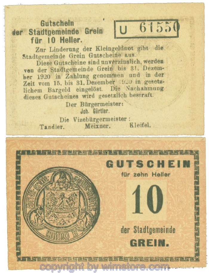 Grein, J00276Ib1, 10 Heller, Buchstabe U; 1-