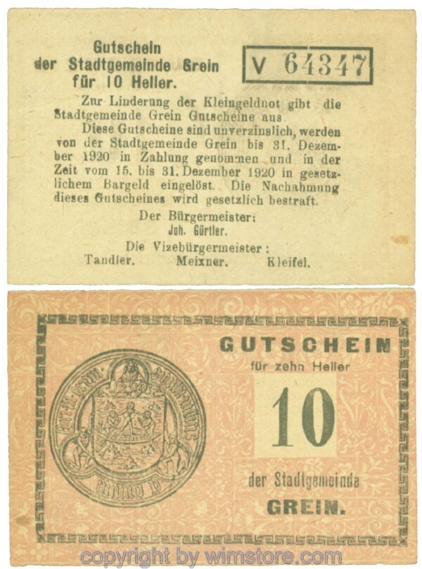 Grein, J00276Ib1, 10 Heller, Buchstabe V; 1-
