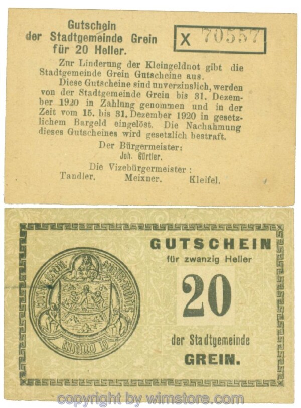 Grein, J00276Ib1, 20 Heller, Buchstabe X; 1