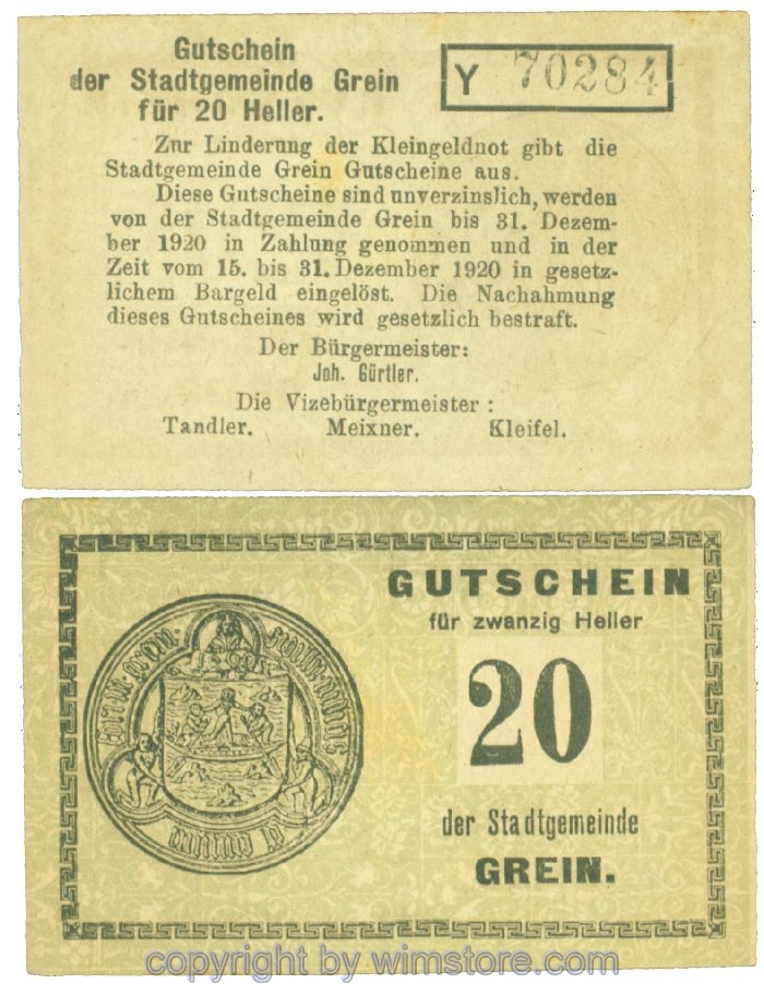 Grein, J00276Ib1, 20 Heller, Buchstabe Y; 1-