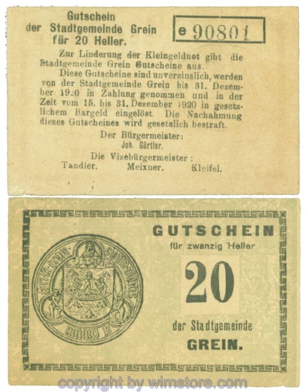 Grein, J00276Ib1, 20 Heller, Buchstabe e; 1-