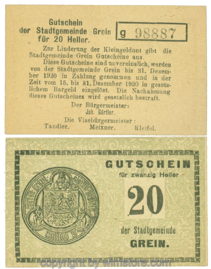 Grein, J00276Ib1, 20 Heller, Buchstabe g; 1