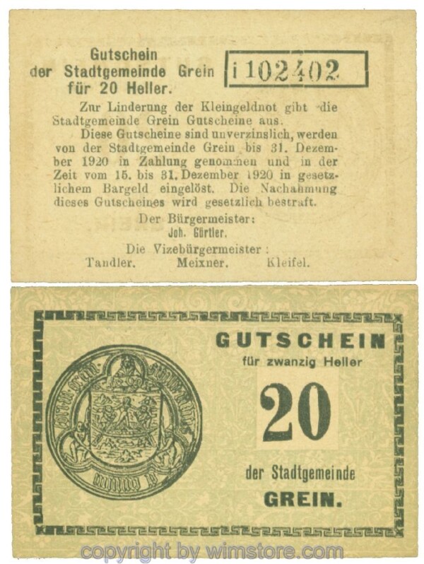 Grein, J00276Ib1, 20 Heller, Buchstabe i; 1-