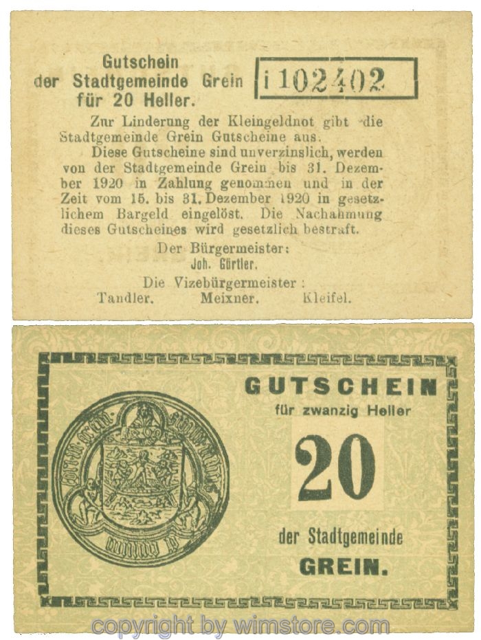 Grein, J00276Ib1, 20 Heller, Buchstabe i; 1-