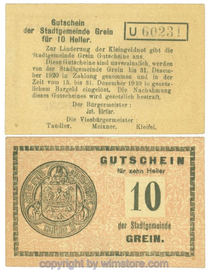 Grein, J00276Ib2, 10 Heller, Buchstabe U; 1