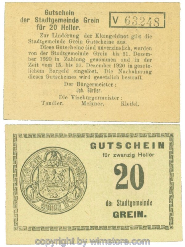 Grein, J00276Ib2, 20 Heller, Buchstabe V; 1-