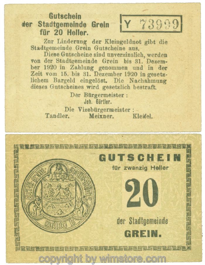Grein, J00276Ib2, 20 Heller, Buchstabe Y; 1-2