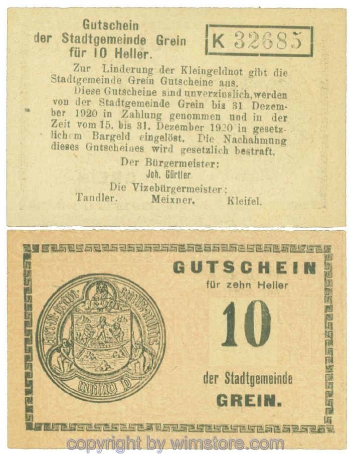 Grein, J00276Ib3, 10 Heller, Buchstabe K; 1