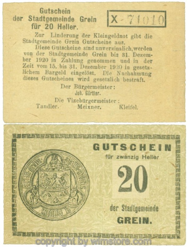 Grein, J00276Ib3, 20 Heller, Buchstabe X; 1-
