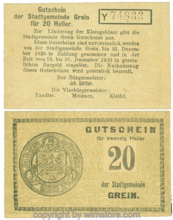 Grein, J00276Ib3, 20 Heller, Buchstabe Y; 1