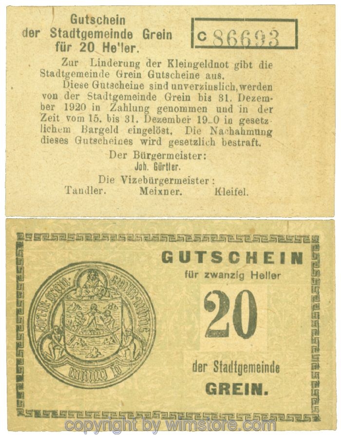 Grein, J00276Ib3, 20 Heller, Buchstabe c; 1-