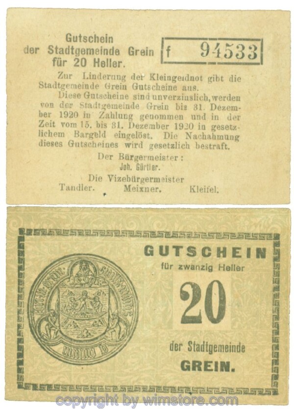 Grein, J00276Ib3, 20 Heller, Buchstabe f; 1-