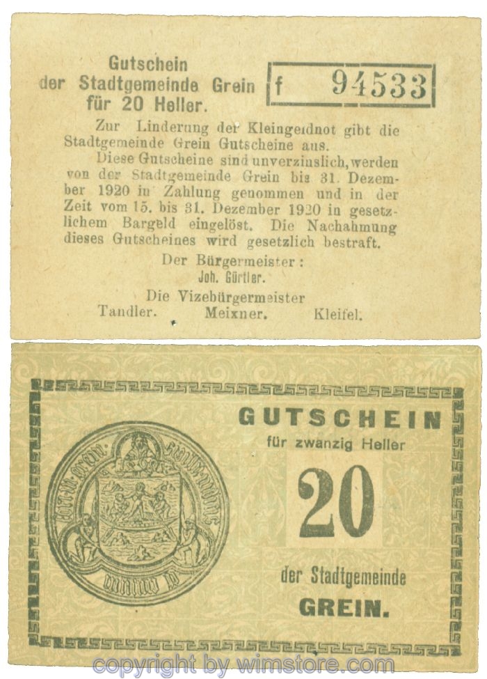 Grein, J00276Ib3, 20 Heller, Buchstabe f; 1-